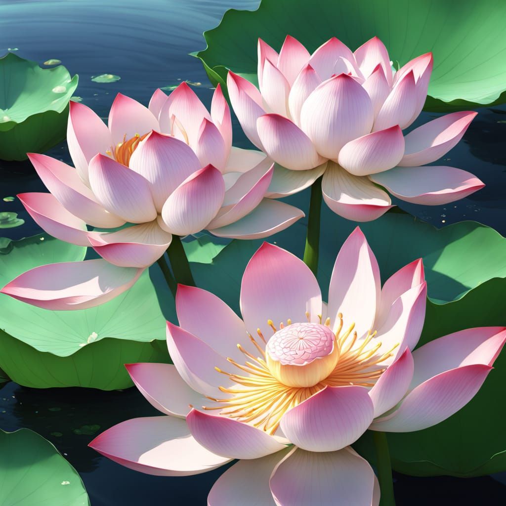 Detailed 3D Anime Lotus Flower Art