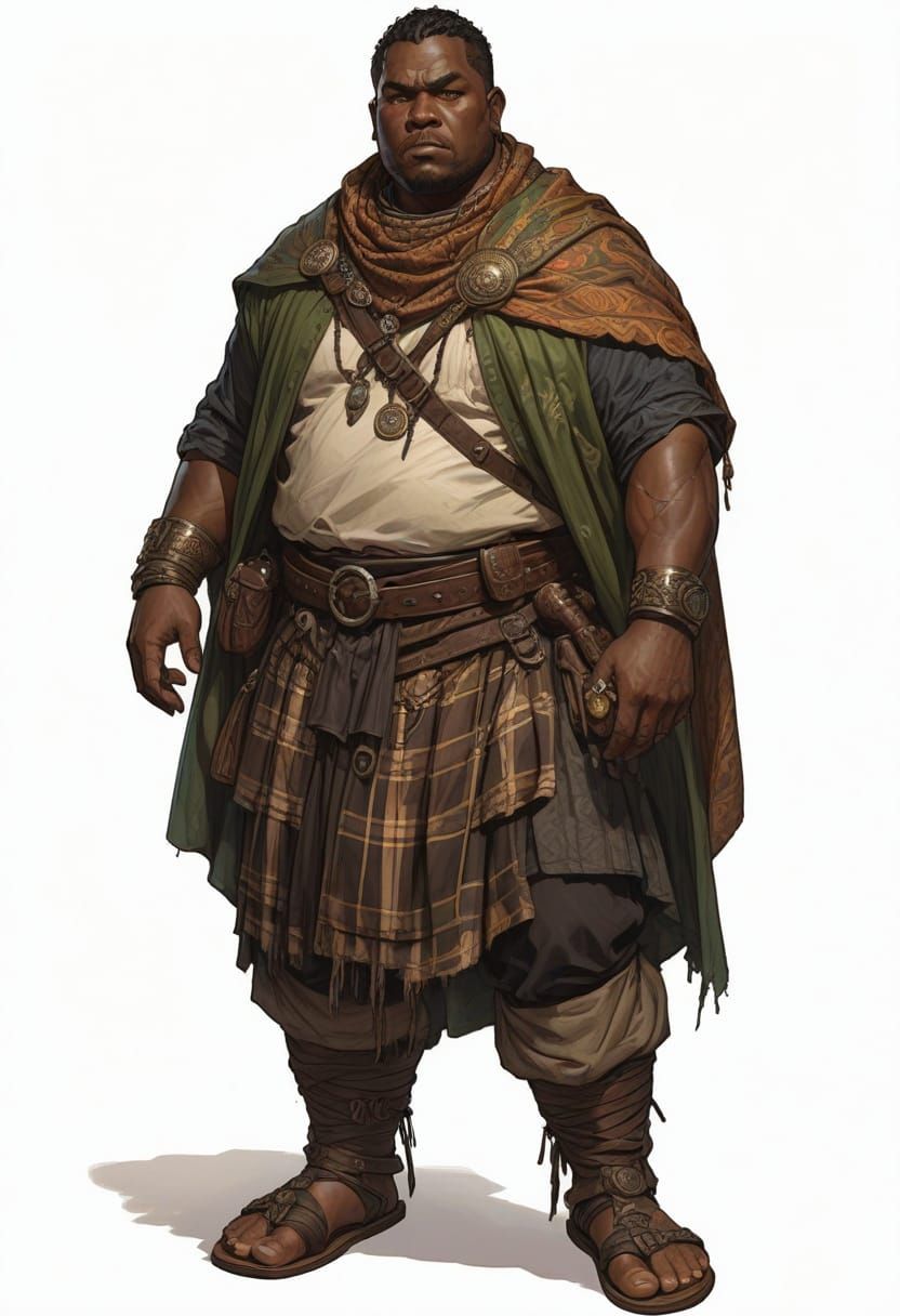 Heroic Fantasy Merchant in Scottish Attire