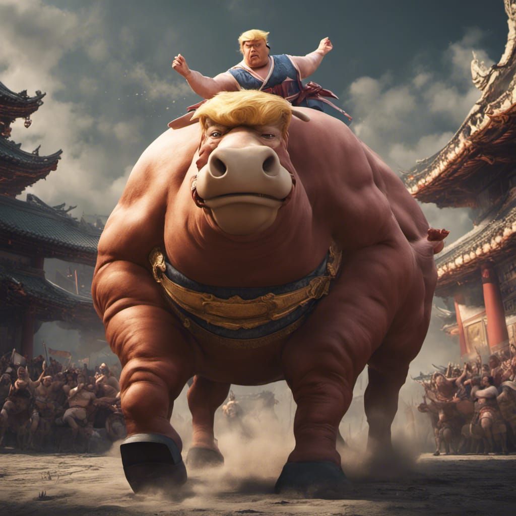 big fat huge trump riding a pony