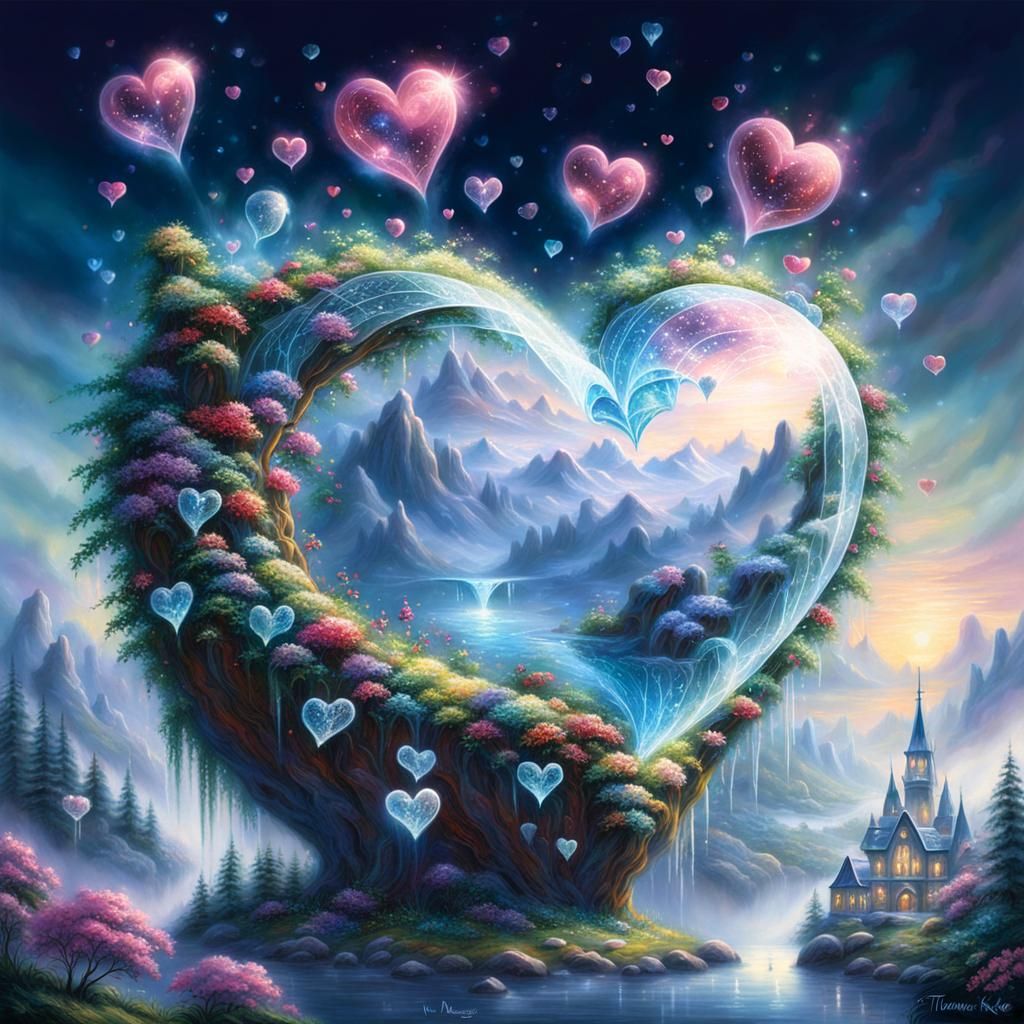 Ethereal Crystal Heart in Fantasy Style