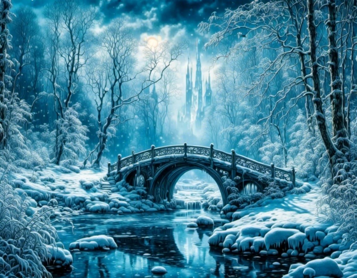 Epic Frozen Bridge in Enchanted Forest