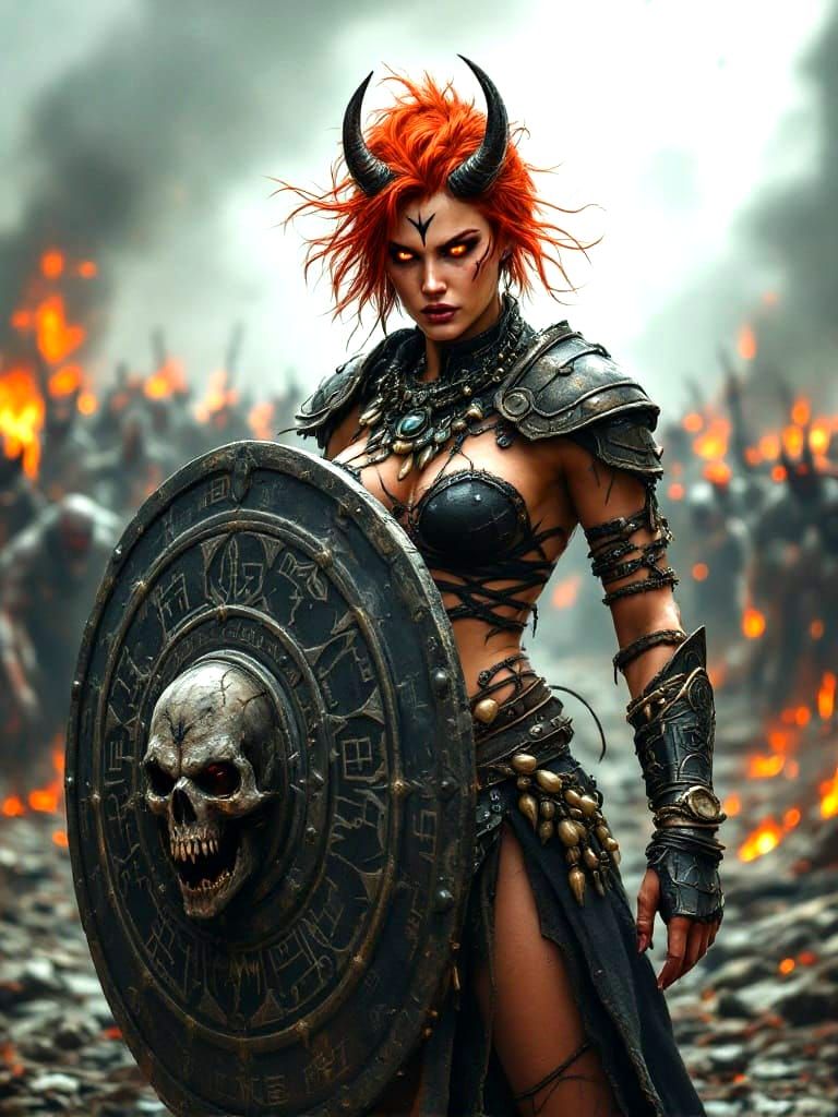 Fiery Shield Maiden Conquers Hellish Battlefield