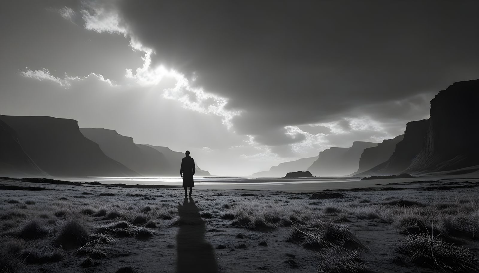 Faint Figure in the Distant Panoramic Landscape