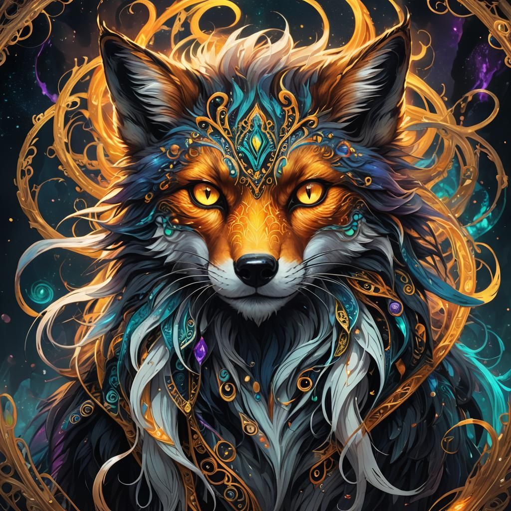 Eldritch Fox Concept Art in Deep Fantasy Style