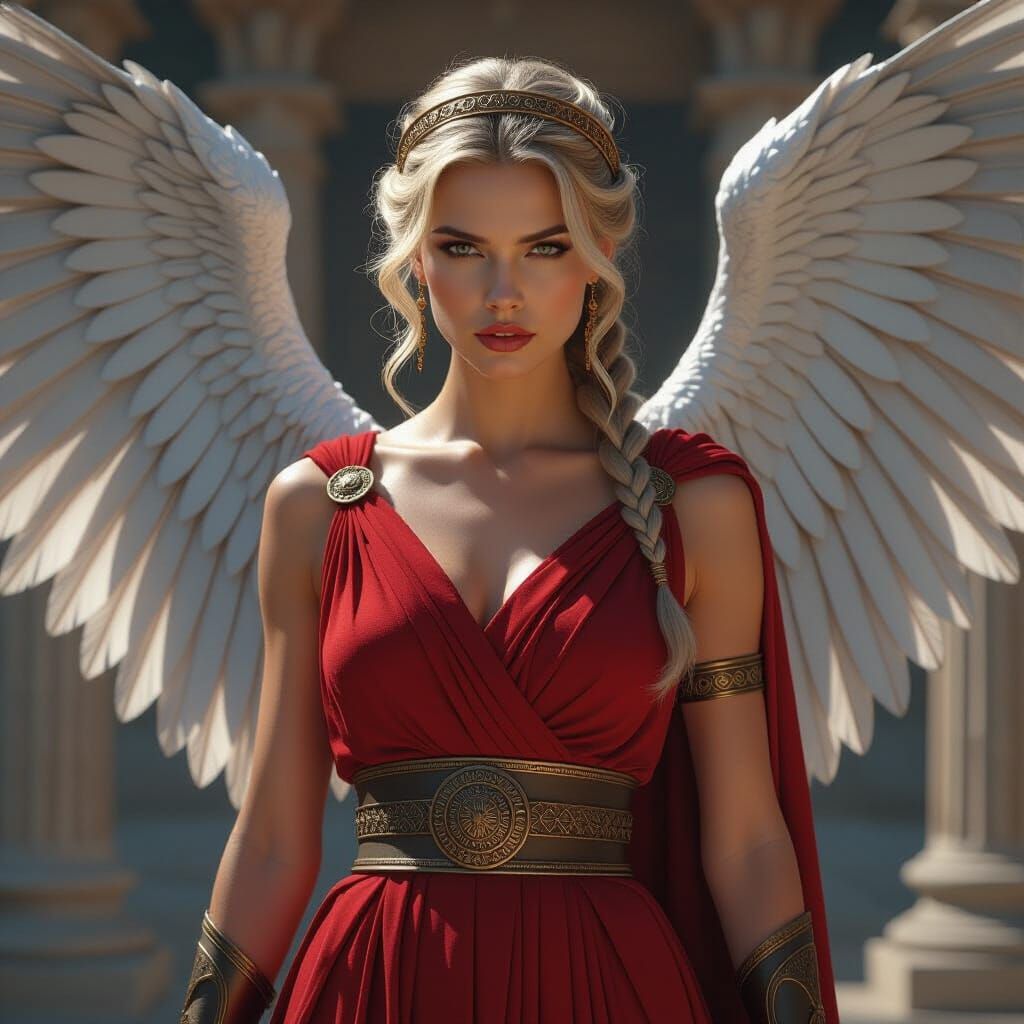 Nemesis Greek Goddess of Retribution in Blood Red