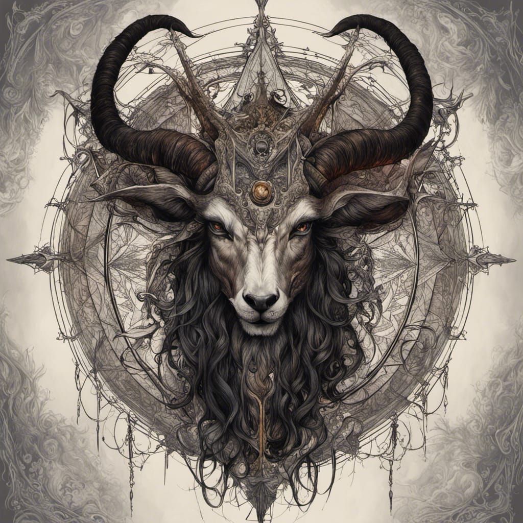 Infernal Baphomet with Occult Aura in Digital Art