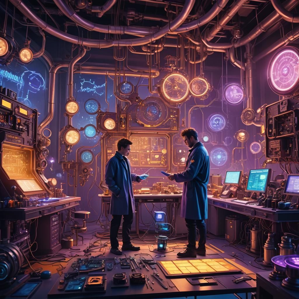 Futuristic Laboratory Reveals Name in Neon Glow