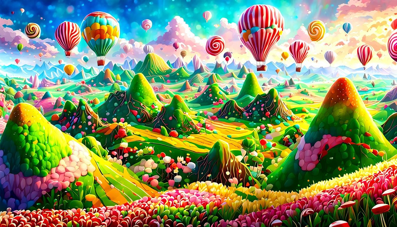 Anime Candy Wonderland with Chocolate Hills
