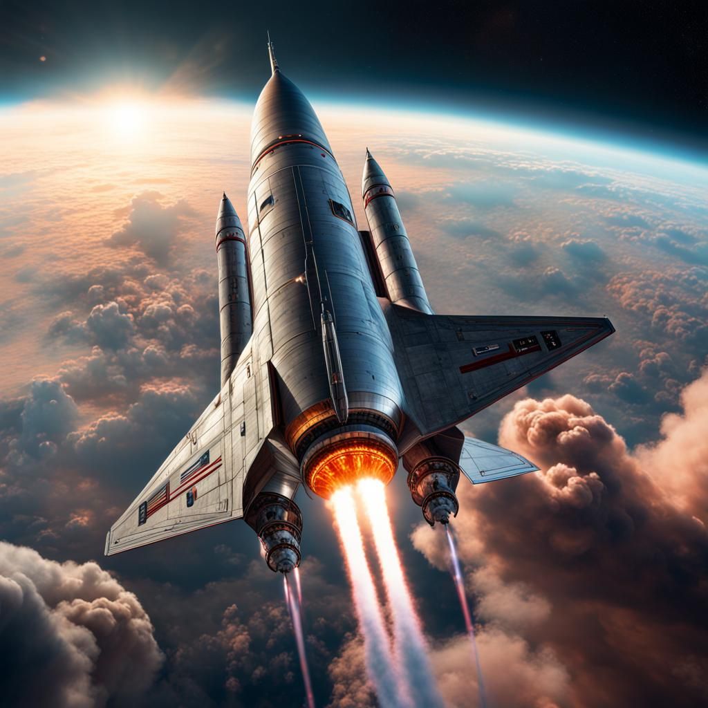 Starfighter Rockets on Plasma Plume Into Orbit