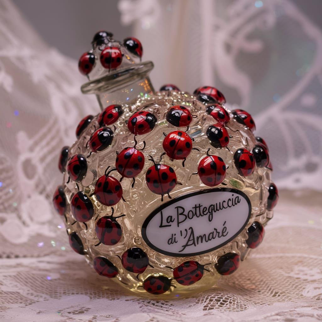 Glass Bottle with Ladybugs in Glass Art