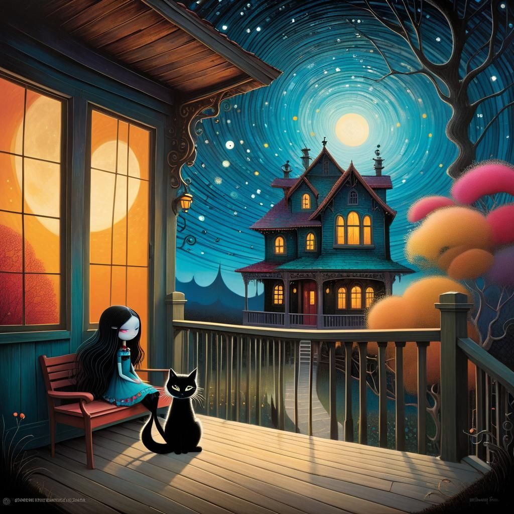 “A little girl in her best Sunday clothes sits on the front ...