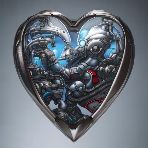 Detailed Cyborg Heart in Fantasy Art Style