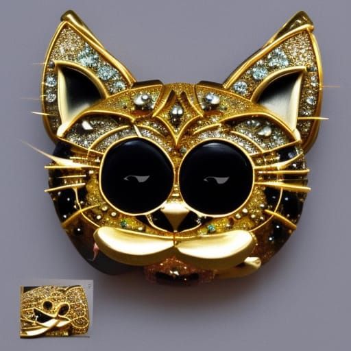 gold cat Brooch #1