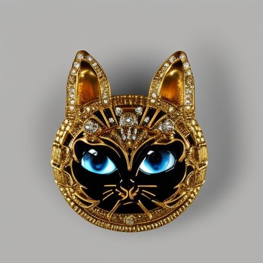 gold cat Brooch #2