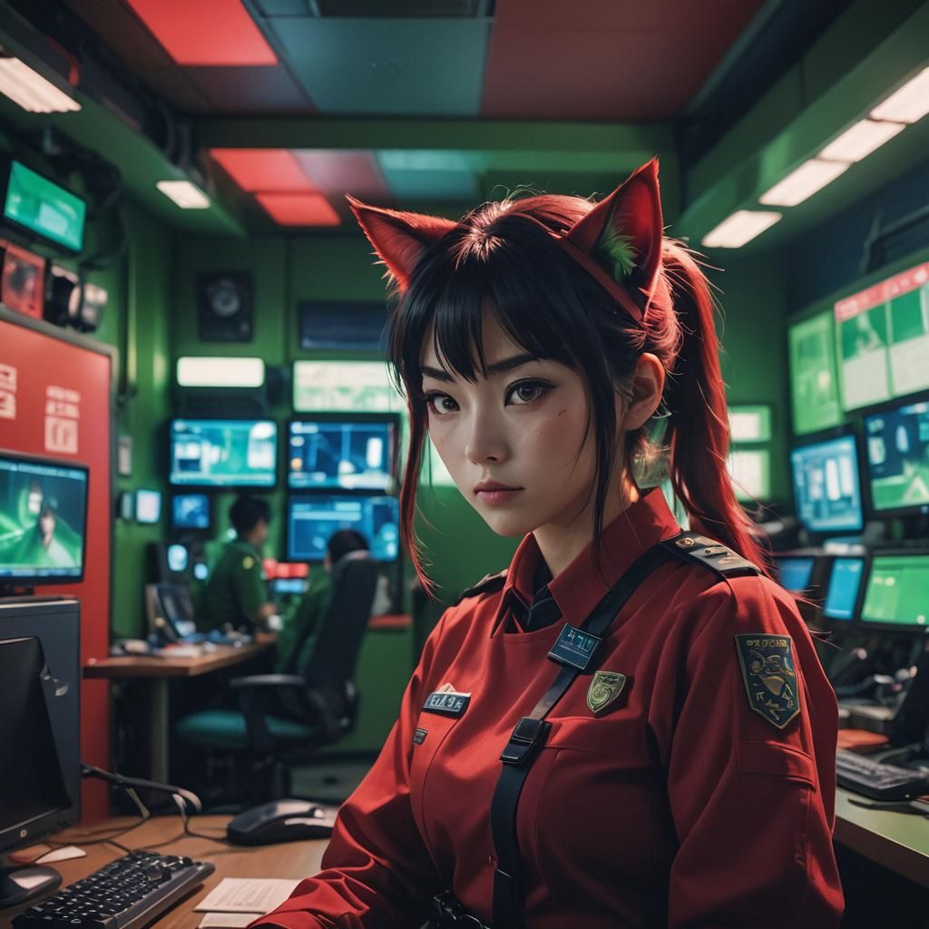 Japanese Catgirl Security Guard Film Still
