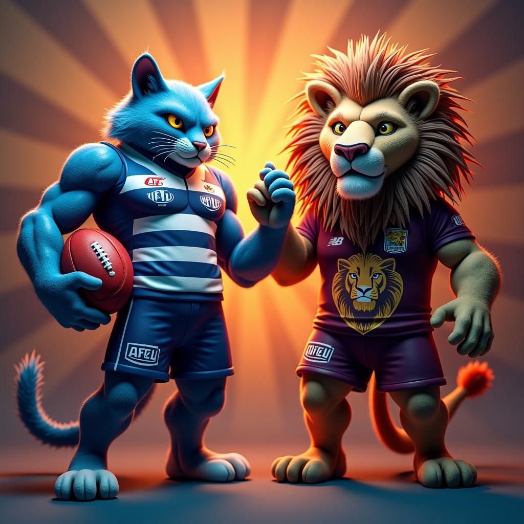 Muscular Cat in Geelong Jumper with Caged Lion