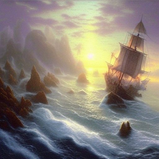 Flying Dutchman in Ethereal Fantasy Style