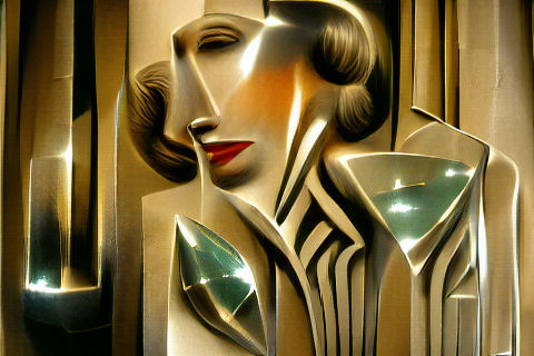 Geometric Art Deco Design in Polished Metal