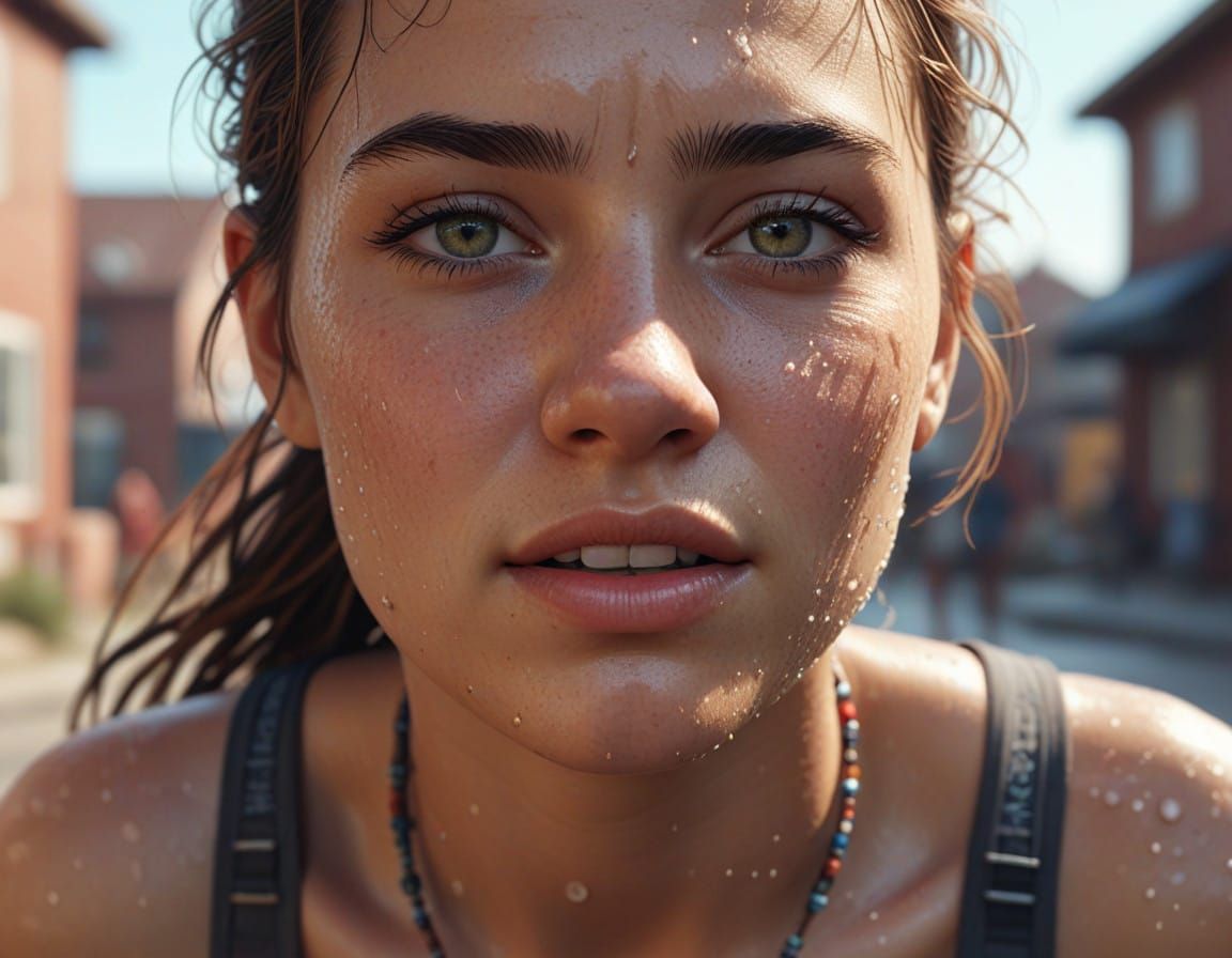 Intense Hyperrealistic Portrait of a Young Woman