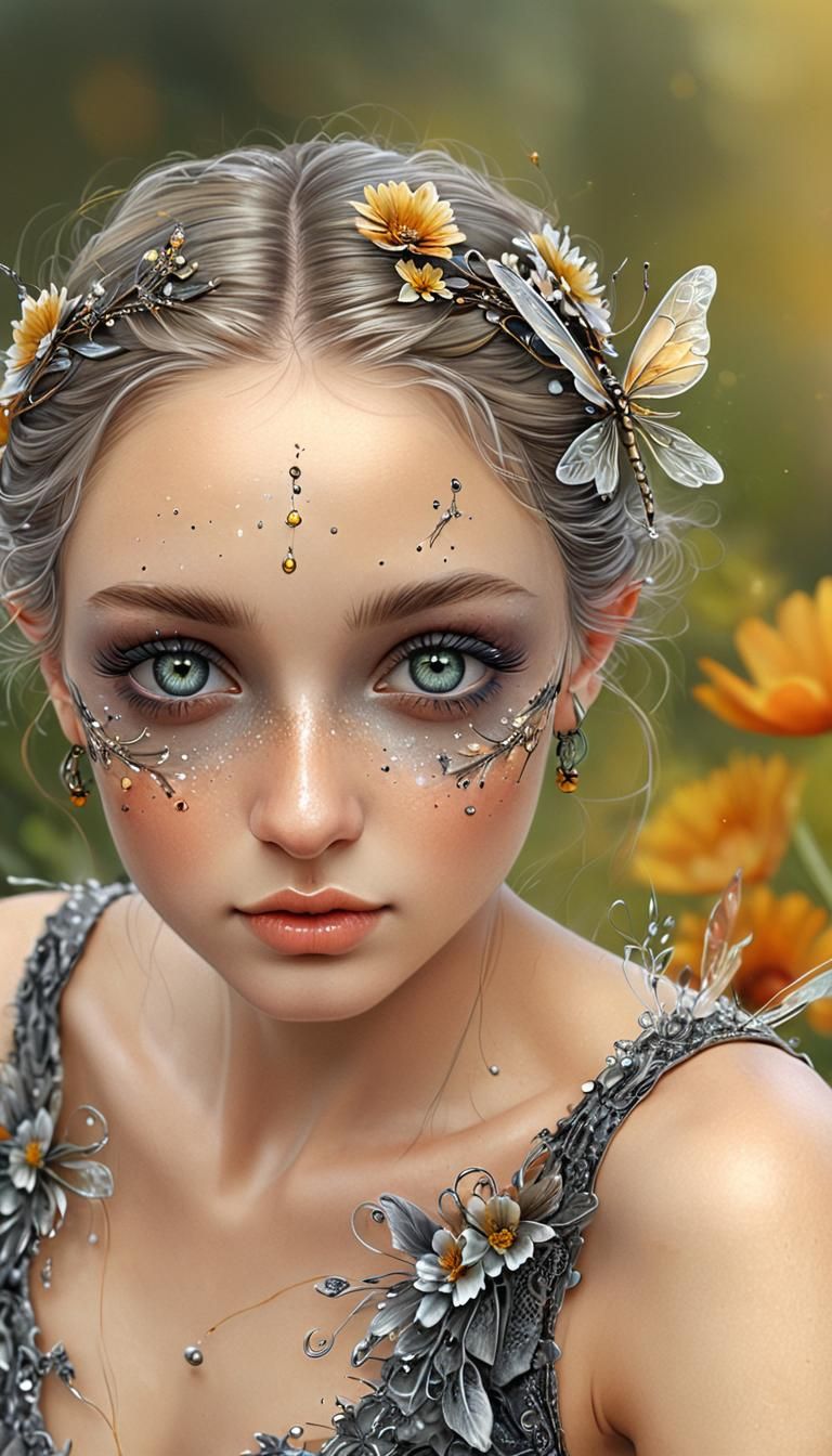 Fairy Portrait in Watercolor with Sunset Palette