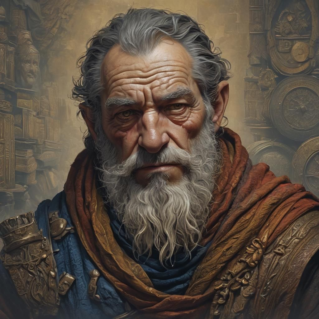Dwarf Alchemist Portrait in Gustave Doré Style