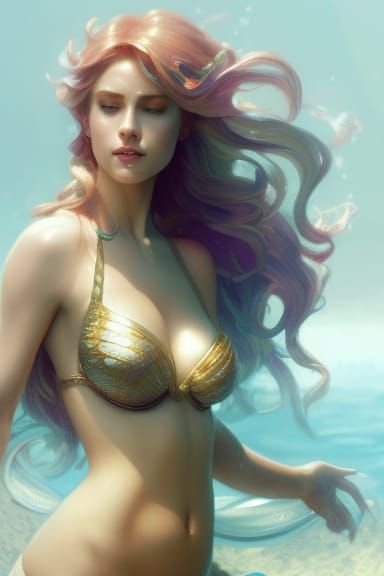 beautiful mermaid mammography, 8k resolution concept art por...