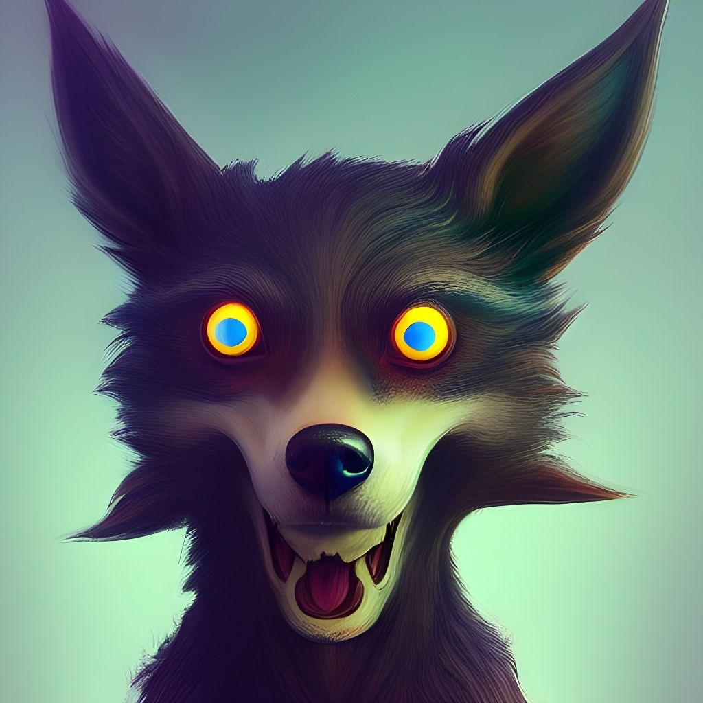 Anthropomorphic Wolf Puppy Digital Painting