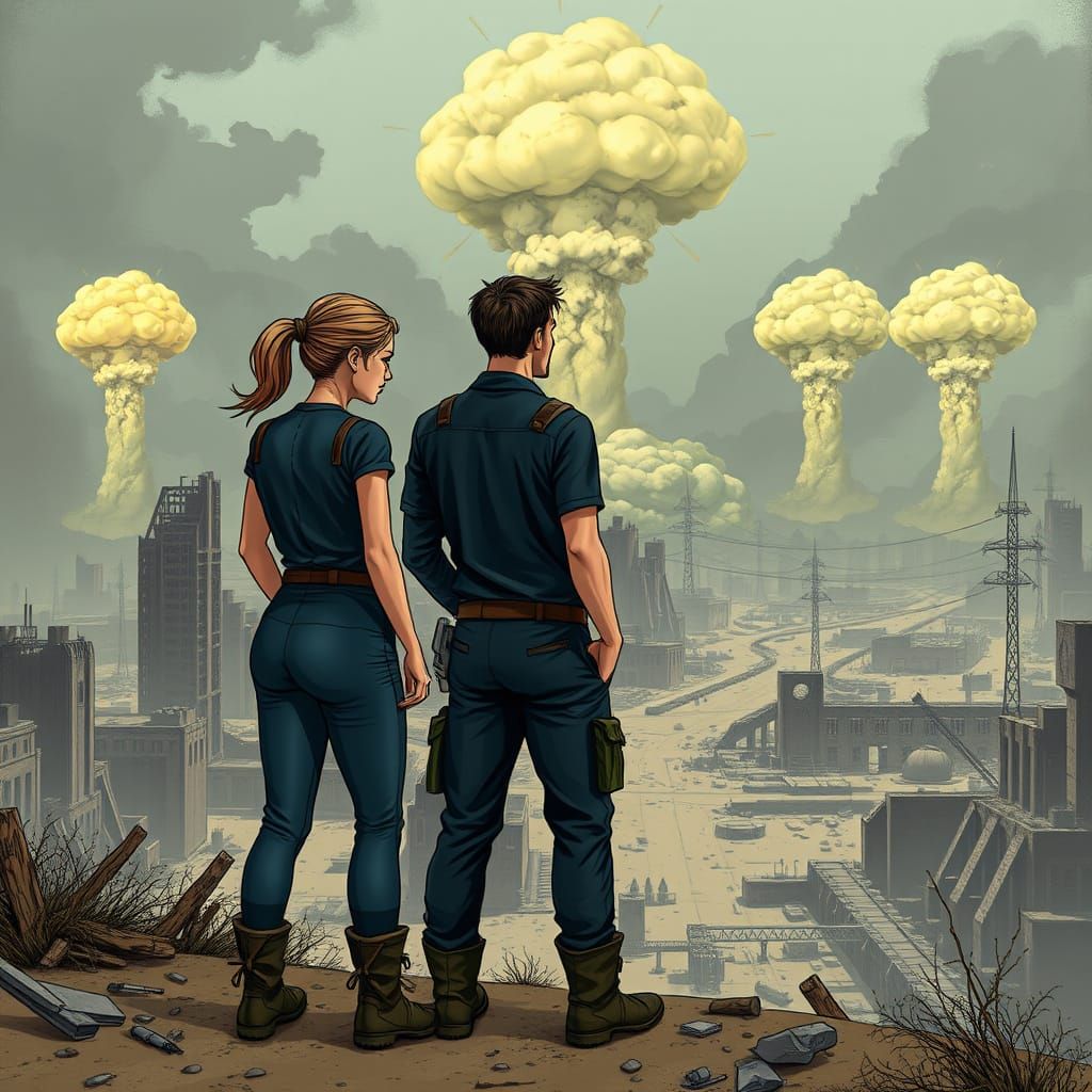 Vault Dwellers Confront Desolate Post-Apocalyptic Wasteland