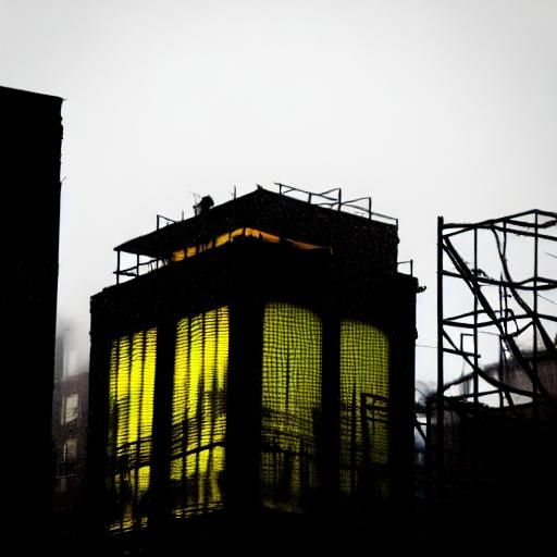 Intense Yellow Neon Light in Urban Setting