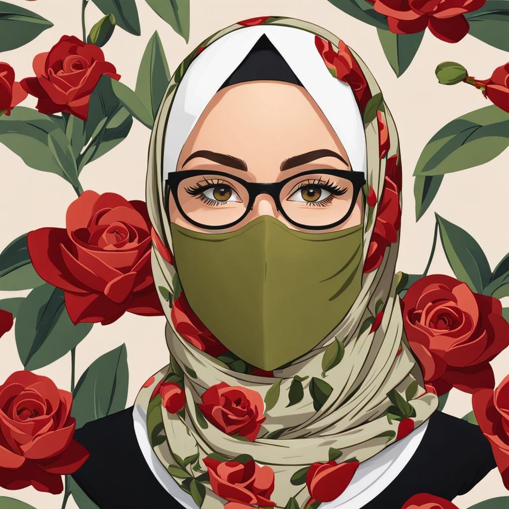 Friendly Hijabi Secretary with Facemask in Nature