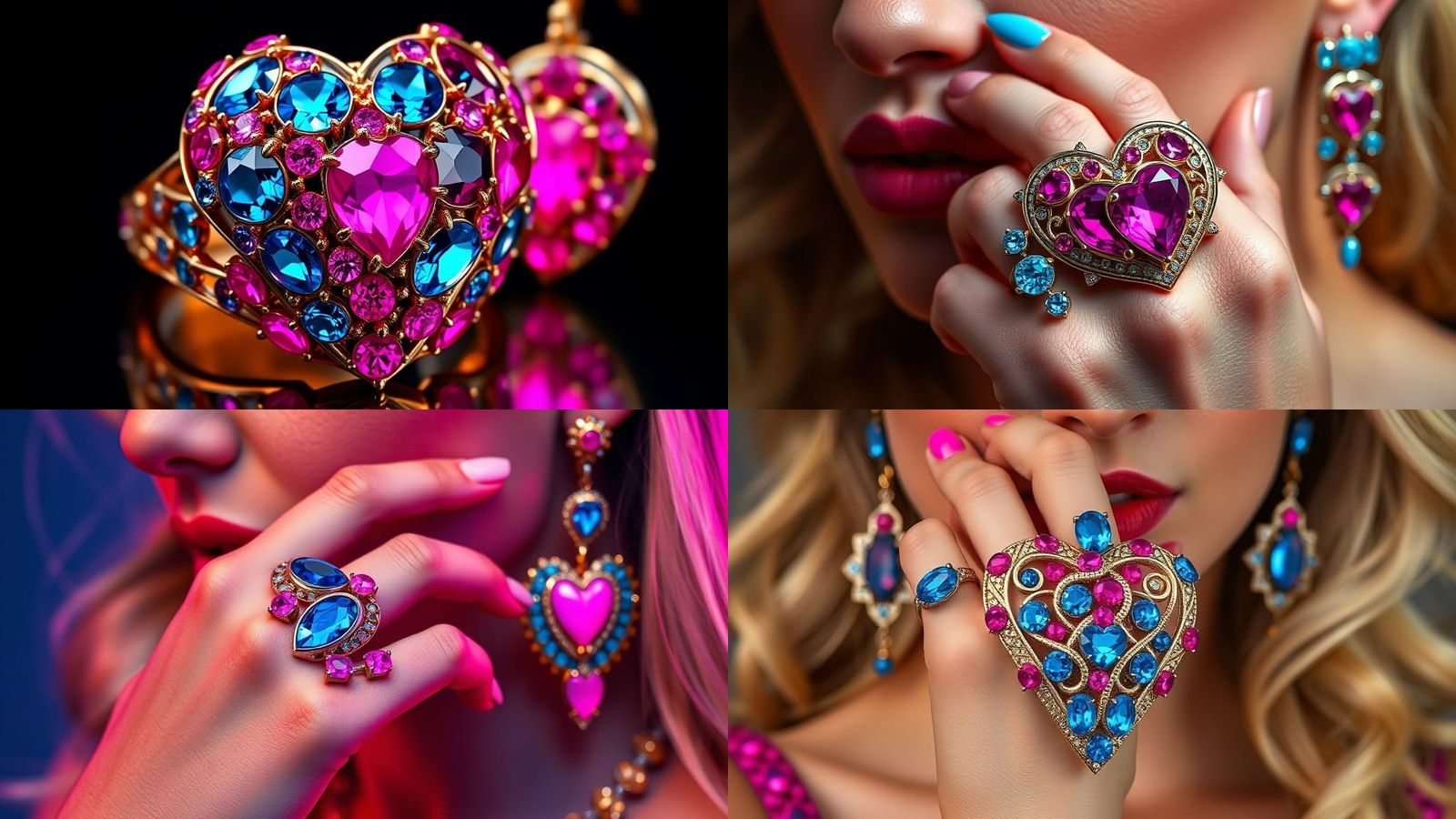 Heart-shaped Britney Spears-inspired ring and earrings