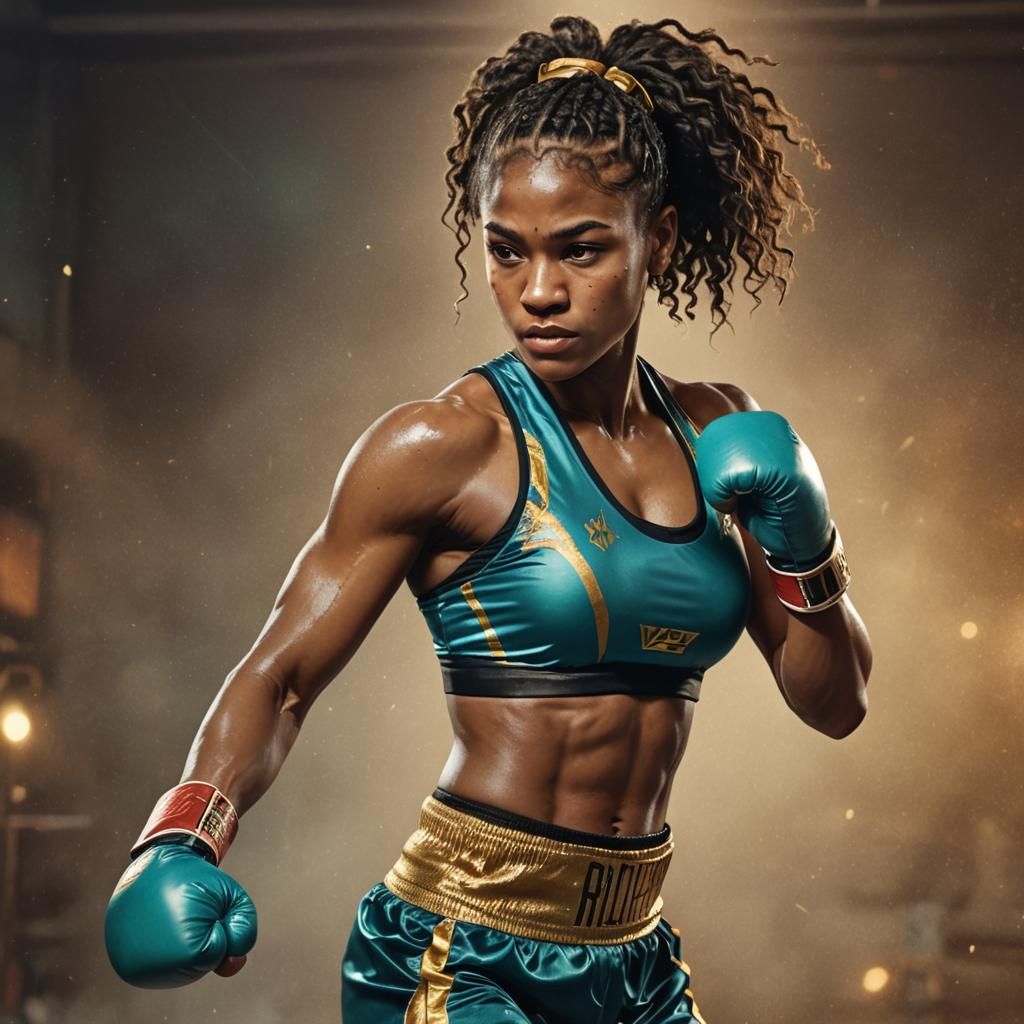 Radiant Boxing Champion in Art Nouveau Style