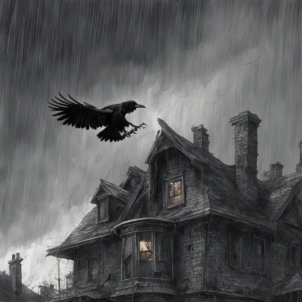 Gloomy House: Crow in Raging Storm, Gothic Horror