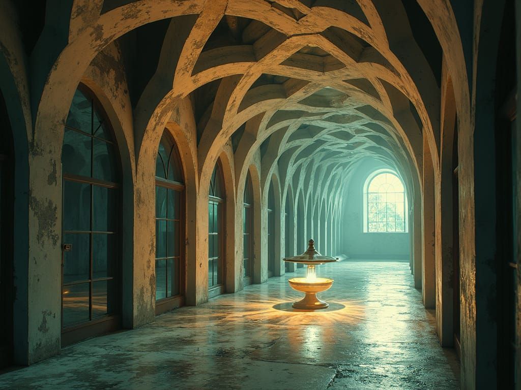 Escher-Style Twisted Hallway with Impossible Geometry