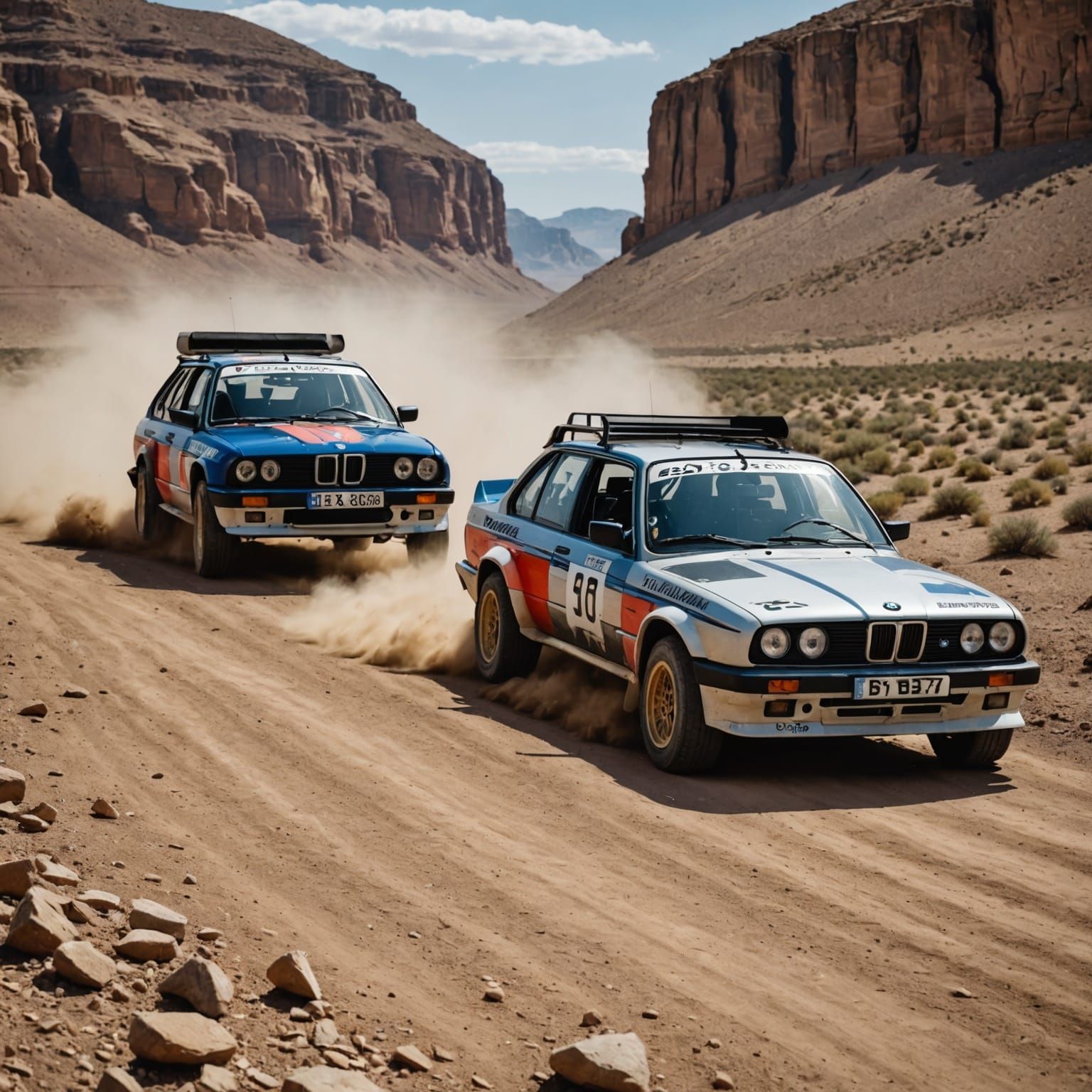 BMW E30s Race Through Desert Landscape