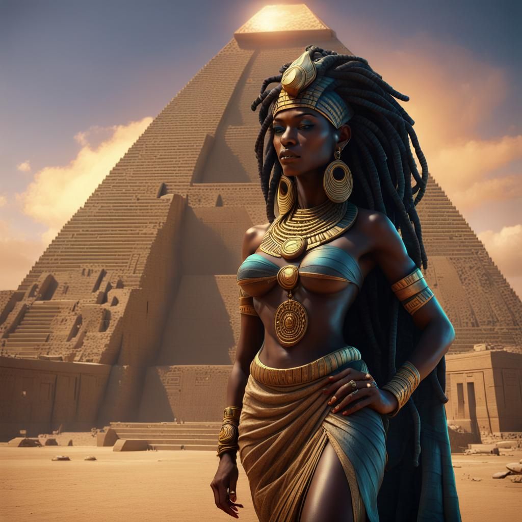 Egyptian Medusa: African Goddess in Detailed Matte Painting