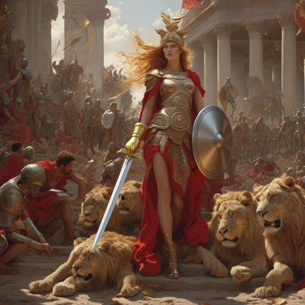 Greek Goddesses Prepare for Battle in Epic Digital Art