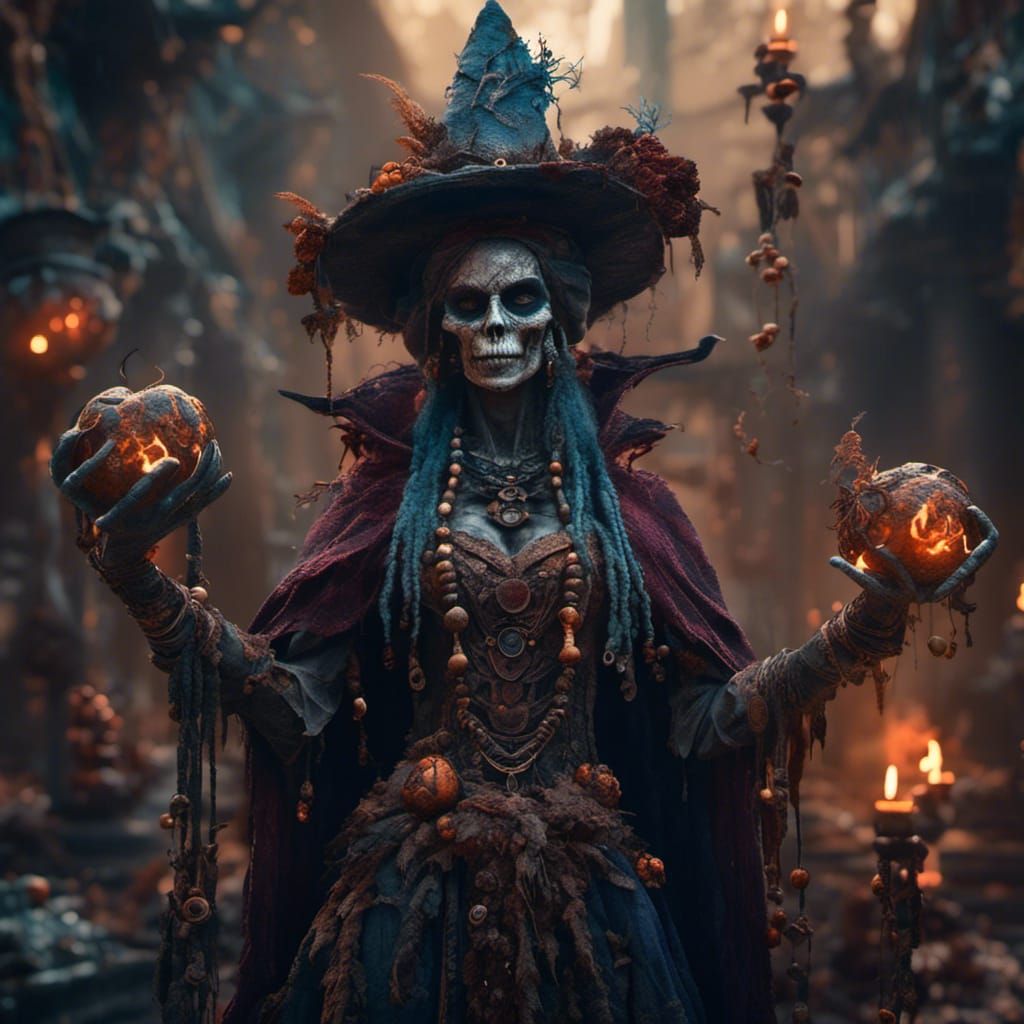 Detailed Voodoo Witch Fantasy Concept Art