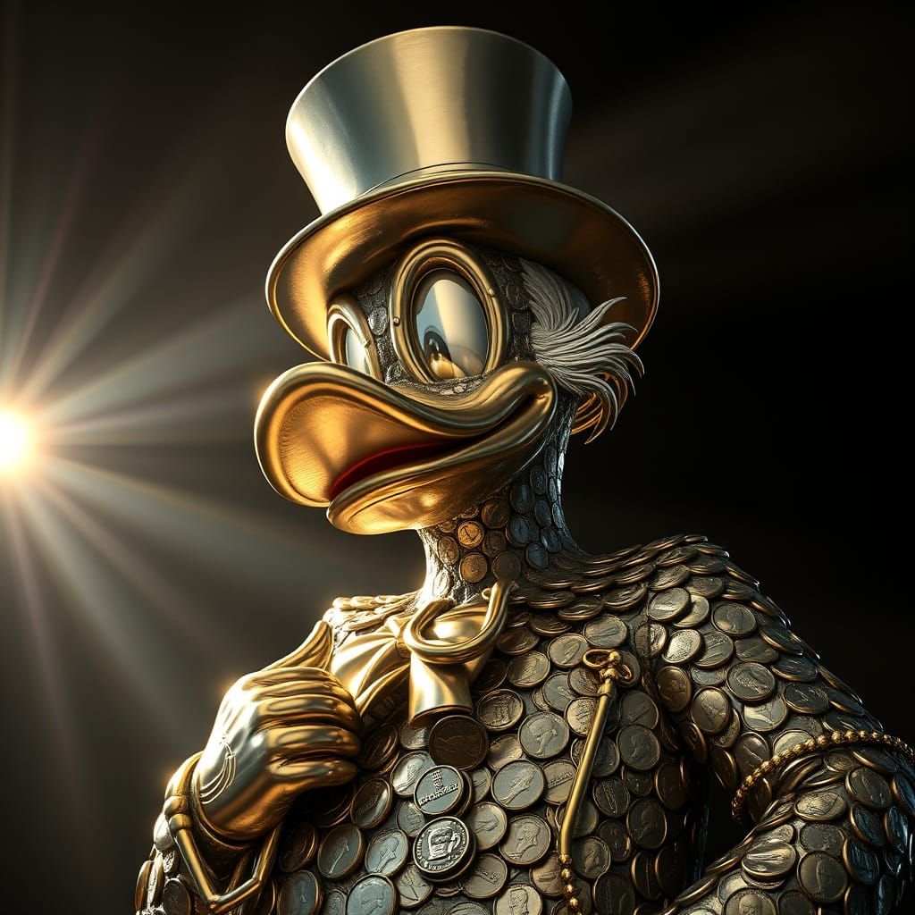 Uncle Scrooge Statue Crafted from Dimes