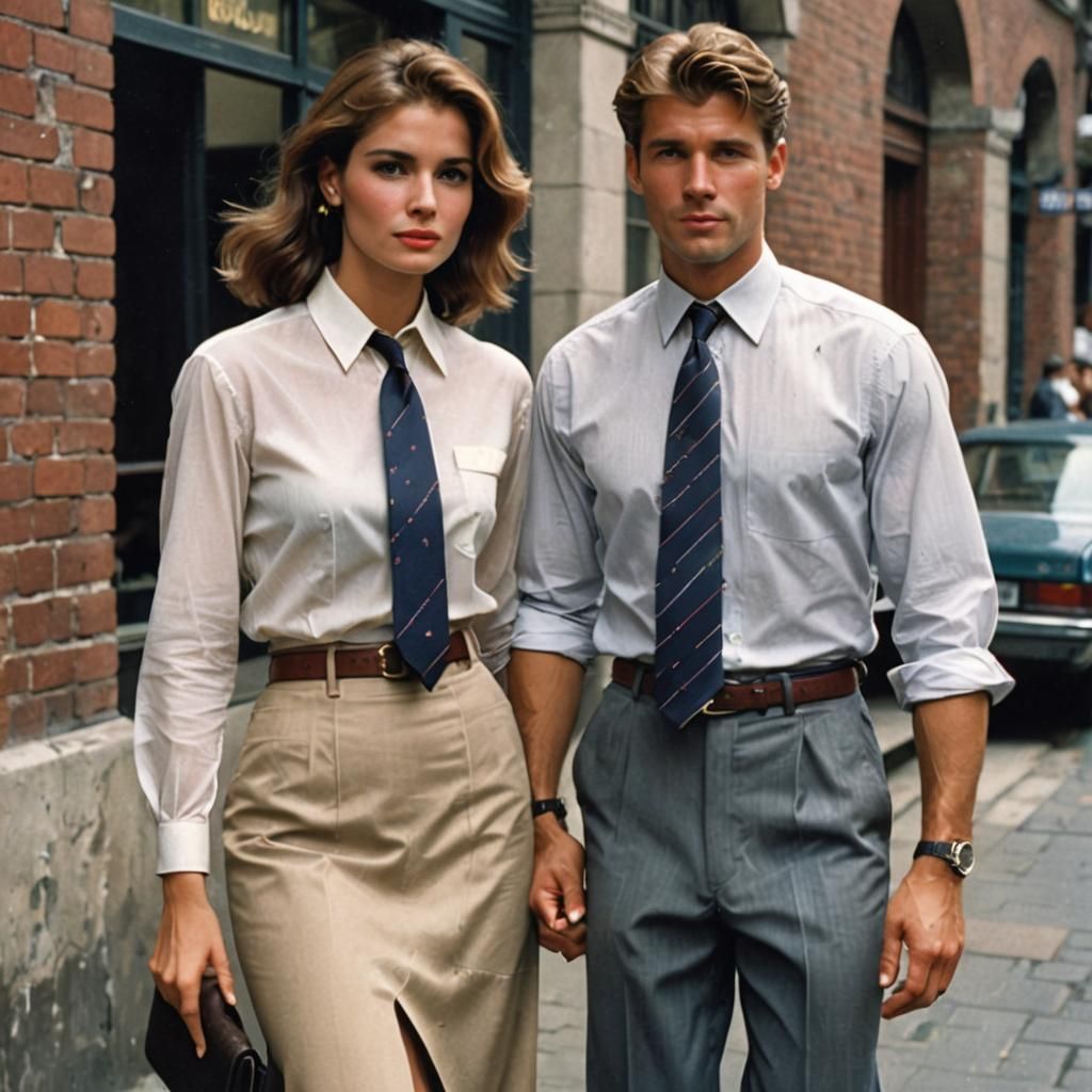 Woman and Man Holding Hands in Color