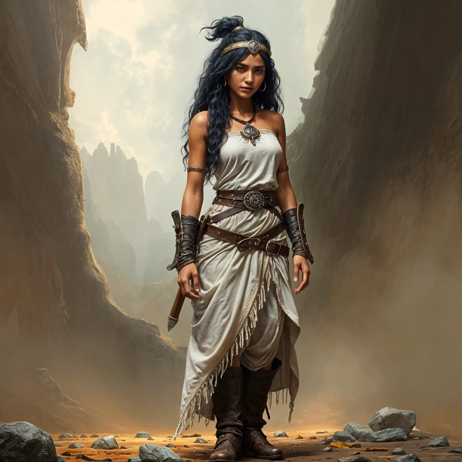 Fantasy Warrior Girl in Detailed Matte Painting