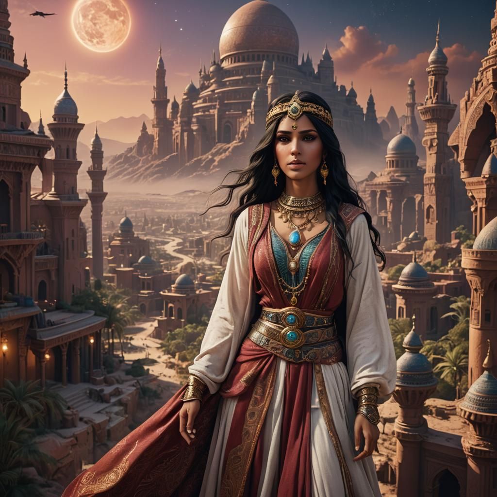 Arabian Boho Princess on Nibiru in Matte Painting