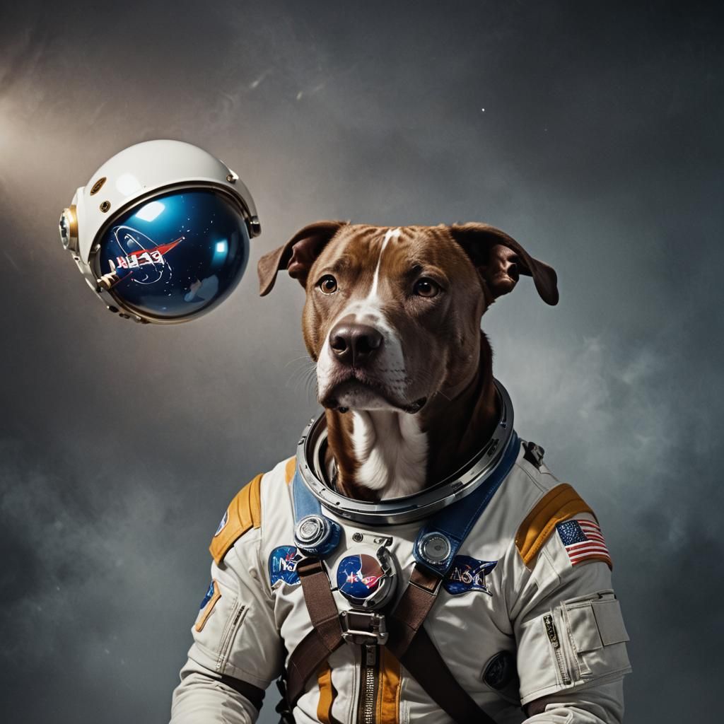 Dog with Astronaut Helmet in Cinematic Style