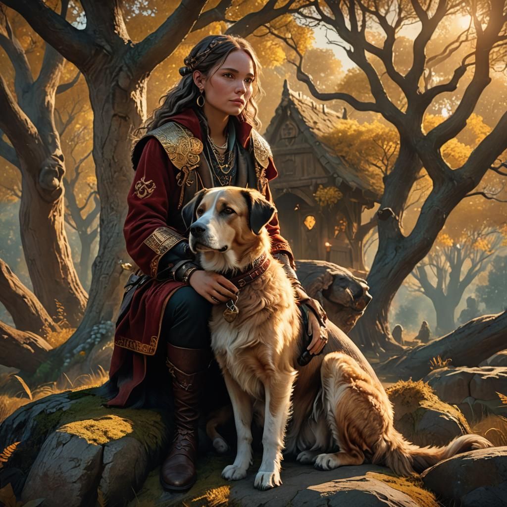 Ethereal Fantasy Scene with Golden Hour Lighting