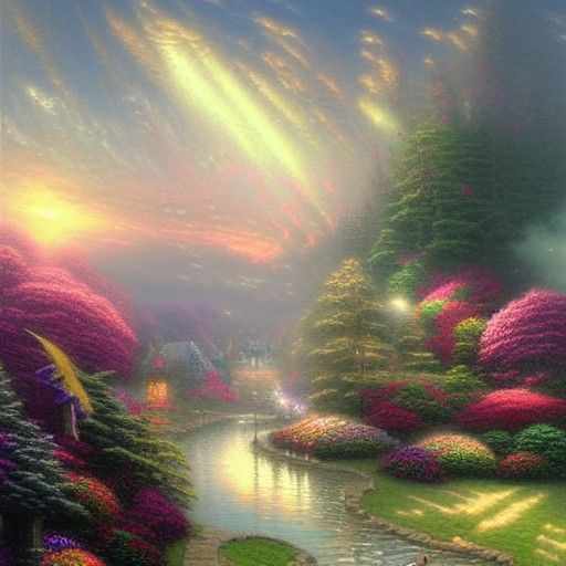 Ethereal Afterlife Fantasy Landscape in Luminist Style