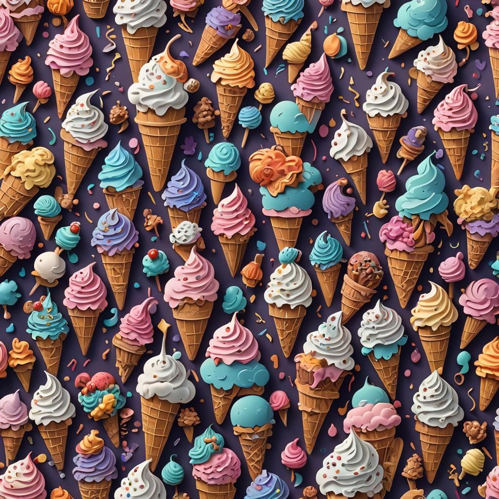 Ice Cream Night Sky Papercut Illustration in 8K