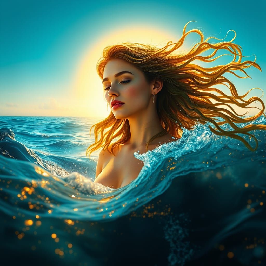 Venus Rising: Surreal Ocean Goddess in Digital Art