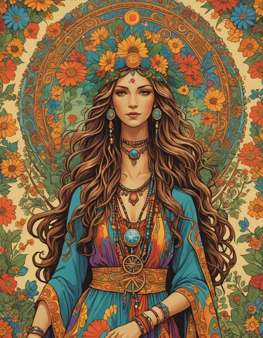 AI Generated Hippie Goddess Artwork