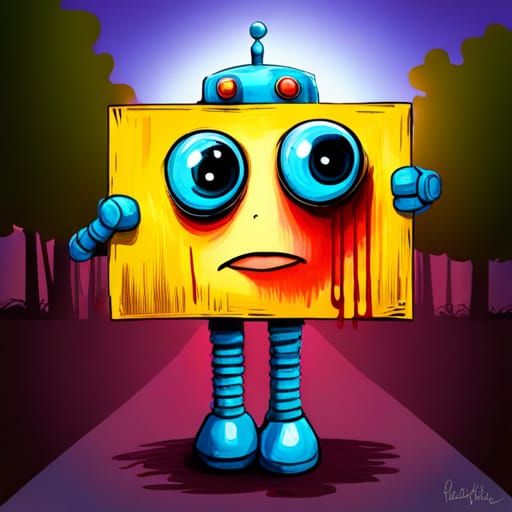 Sad Robot Graffiti Art: No More Humans