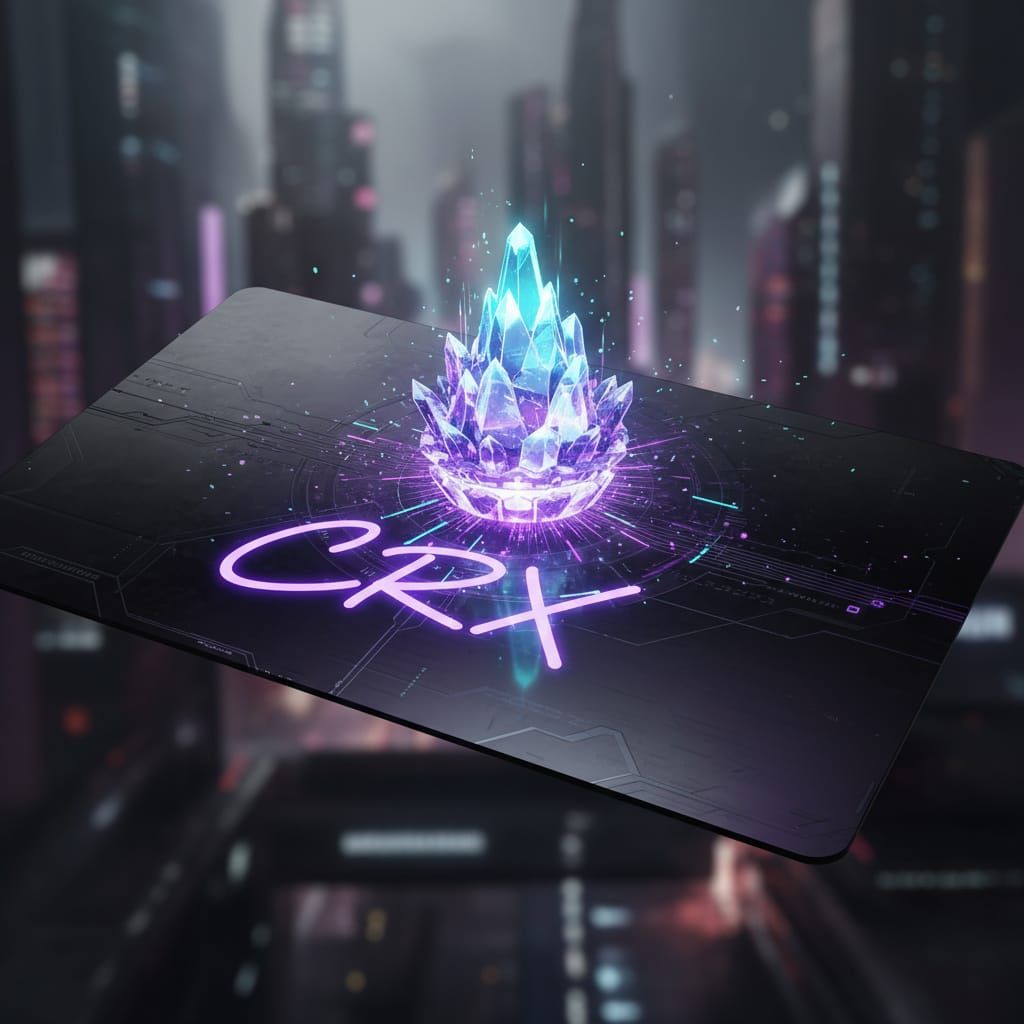 Futuristic Business Card with Neon Purple CRX Signature & Ki...